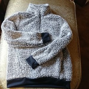 NWT Charcoal and white sherpa pullover